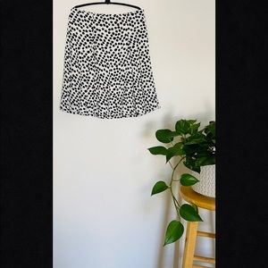 Ann Taylor LOFT Midi Black on White Polka-Dot Skirt